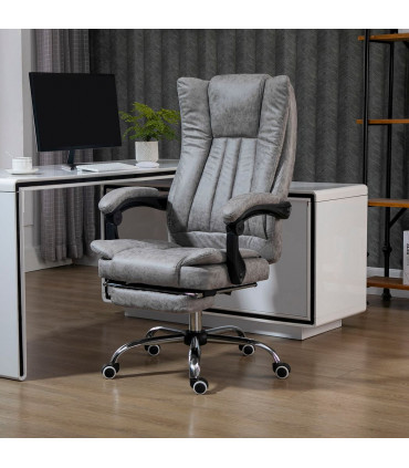 Chair Executive Office Computer Swivel Arm Footrest Grey 110-118H x 63W x 71Dcm