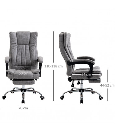 Chair Executive Office Computer Swivel Arm Footrest Grey 110-118H x 63W x 71Dcm