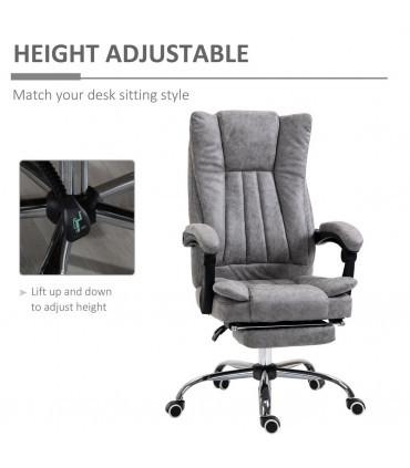 Chair Executive Office Computer Swivel Arm Footrest Grey 110-118H x 63W x 71Dcm