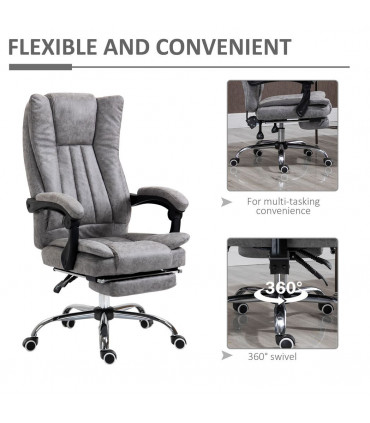 Chair Executive Office Computer Swivel Arm Footrest Grey 110-118H x 63W x 71Dcm