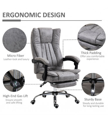 Chair Executive Office Computer Swivel Arm Footrest Grey 110-118H x 63W x 71Dcm