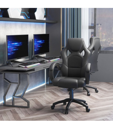 Gaming Chair PU Leather Black 71cm x 61cm x 118cm Executive Racing Swivel