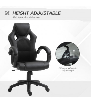 Gaming Chair PU Leather Black 71cm x 61cm x 118cm Executive Racing Swivel