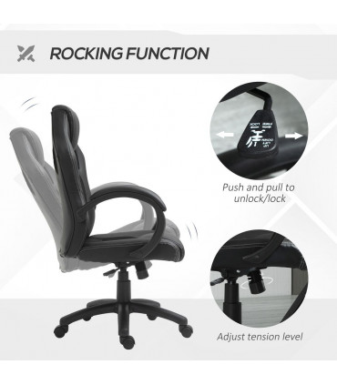 Gaming Chair PU Leather Black 71cm x 61cm x 118cm Executive Racing Swivel