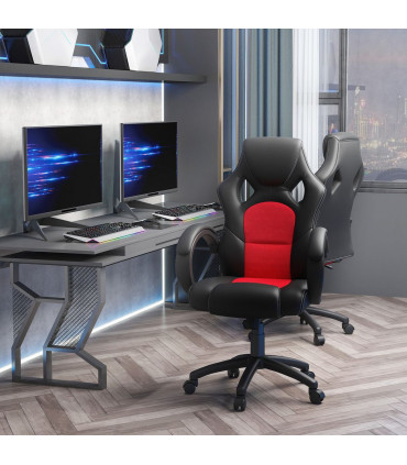 Gaming Chair PU Leather Black 45.5-55.5cm adjustable height 360° swivel seat