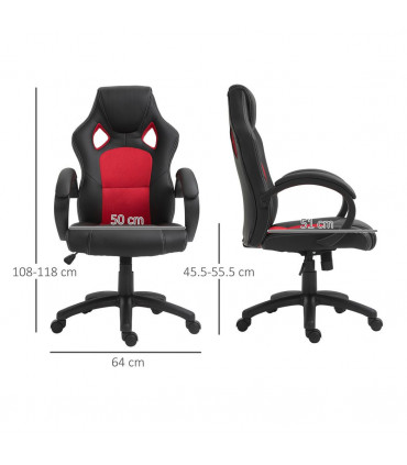 Gaming Chair PU Leather Black 45.5-55.5cm adjustable height 360° swivel seat