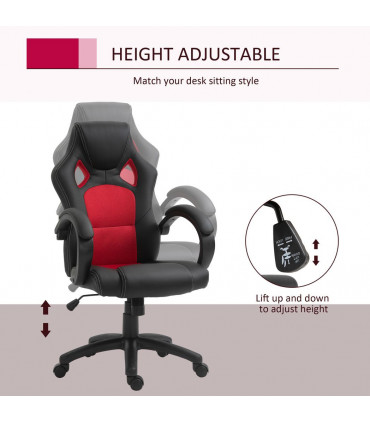 Gaming Chair PU Leather Black 45.5-55.5cm adjustable height 360° swivel seat