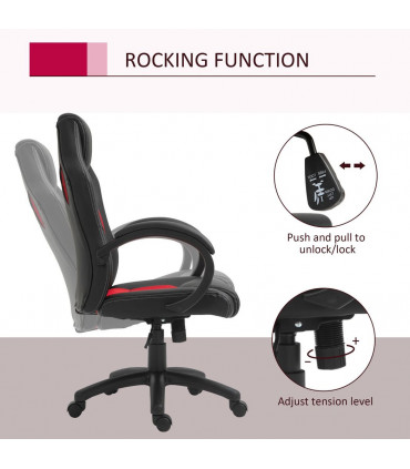 Gaming Chair PU Leather Black 45.5-55.5cm adjustable height 360° swivel seat