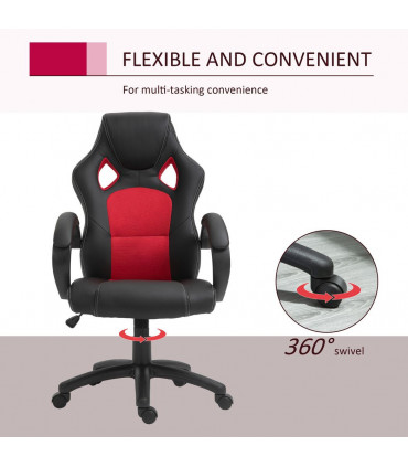 Gaming Chair PU Leather Black 45.5-55.5cm adjustable height 360° swivel seat