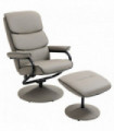 Recliner Chair w/ Ottoman, Faux Leather, Grey, 100H x 75W x 84Dcm