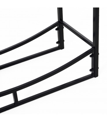 Firewood Stand Log Rack Holder Black Metal 76H x 84L x 33Dcm 84cm with 4-PC