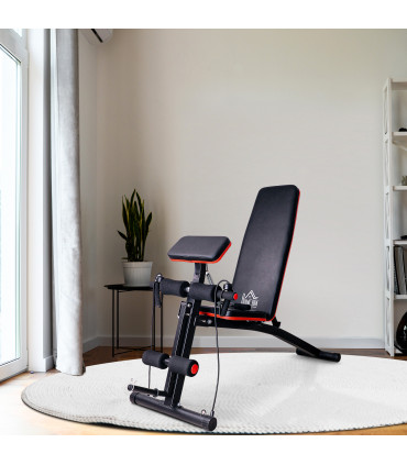 Foldable Dumbbell Bench Weight Training 7 Incline Adjustable Workout Black, Red