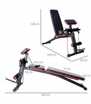 Foldable Dumbbell Bench Weight Training 7 Incline Adjustable Workout Black, Red