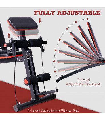 Foldable Dumbbell Bench Weight Training 7 Incline Adjustable Workout Black, Red
