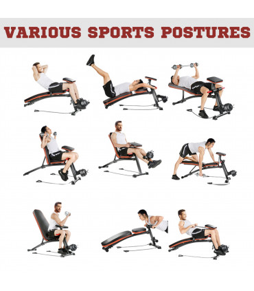 Foldable Dumbbell Bench Weight Training 7 Incline Adjustable Workout Black, Red