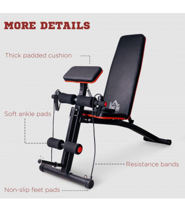 Foldable Dumbbell Bench Weight Training 7 Incline Adjustable Workout Black, Red