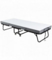 Folding Bed with 10cm Mattress, Portable Foldable Guest Bed Metal Frame