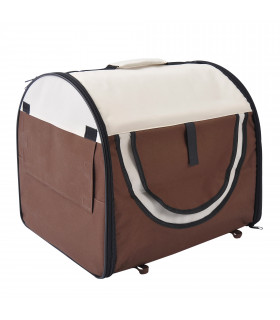 Folding Fabric Soft Pet Crate Dog Cat Travel Carrier Cage Kennel House Brown