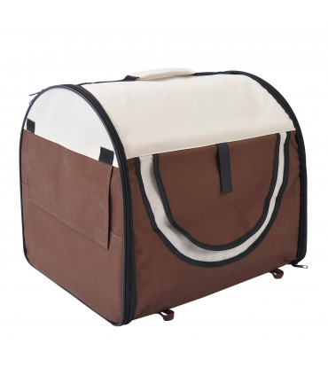 Folding Fabric Soft Pet Crate Dog Cat Travel Carrier Cage Kennel House Brown