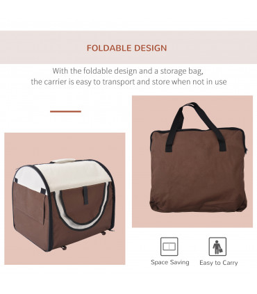 Folding Fabric Soft Pet Crate Dog Cat Travel Carrier Cage Kennel House Brown