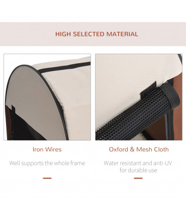 Folding Fabric Soft Pet Crate Dog Cat Travel Carrier Cage Kennel House Brown