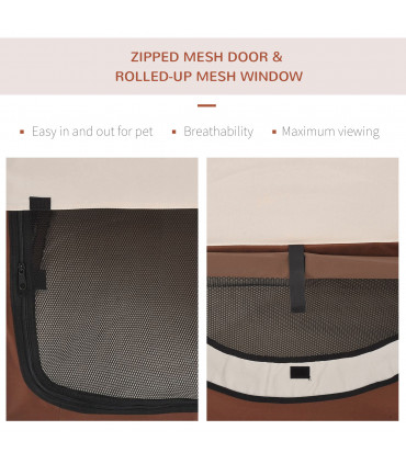 Folding Fabric Soft Pet Crate Dog Cat Travel Carrier Cage Kennel House Brown