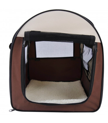 Folding Fabric Soft Pet Crate Dog Cat Travel Carrier Cage Kennel House Brown