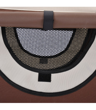 Folding Fabric Soft Pet Crate Dog Cat Travel Carrier Cage Kennel House Brown