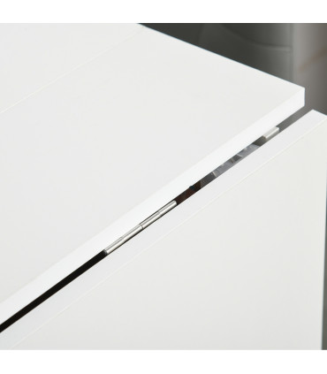 Folding Drop Leaf Table Dining Mobile Writing Desk with Casters - Teak/White