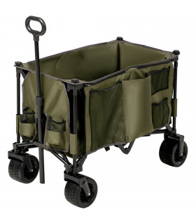 Garden Trolley - Green Oxford Fabric 100L x 48W x 100.5H cm Folding Steel Frame