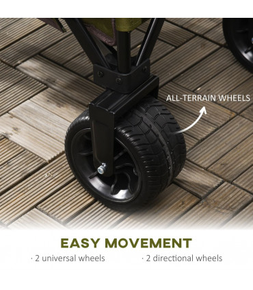 Garden Trolley - Green Oxford Fabric 100L x 48W x 100.5H cm Folding Steel Frame