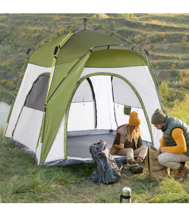 Four Man Pop Up Tent Automatic Camping Backpacking Dome Shelter Outsunny