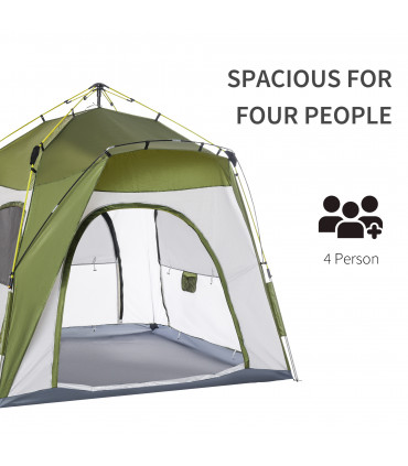 Four Man Pop Up Tent Automatic Camping Backpacking Dome Shelter Outsunny
