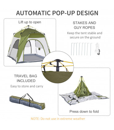 Four Man Pop Up Tent Automatic Camping Backpacking Dome Shelter Outsunny