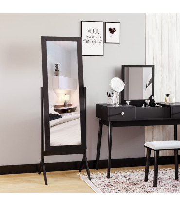 Freestanding Dressing Mirror 148x47cm Adjustable Angle Dark Brown Frame