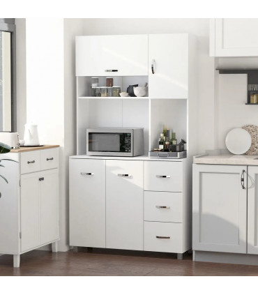 Freestanding Kitchen Storage Cabinet w/ Cupboard Cabinets Drawers Handles Shelf