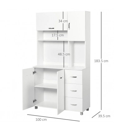 Freestanding Kitchen Storage Cabinet w/ Cupboard Cabinets Drawers Handles Shelf