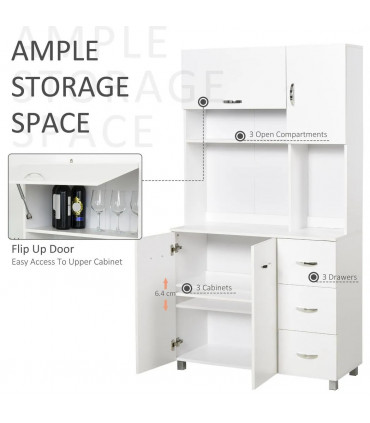 Freestanding Kitchen Storage Cabinet w/ Cupboard Cabinets Drawers Handles Shelf