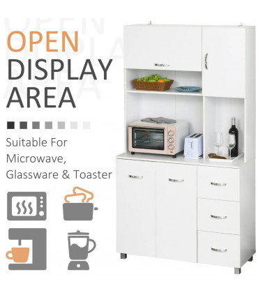 Freestanding Kitchen Storage Cabinet w/ Cupboard Cabinets Drawers Handles Shelf