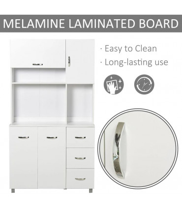 Freestanding Kitchen Storage Cabinet w/ Cupboard Cabinets Drawers Handles Shelf