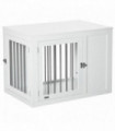 Dog Crate End Table, White MDF, 67H x 91.8L x 58.5Wcm, 2 Doors, Medium Dogs