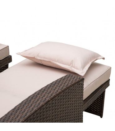 Garden Double Rattan Sun Lounger Sofa Recliner Wicker Patio Brown PE rattan