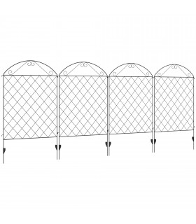 Metal Black 88cm x 110cm Garden Fencing Panels Elegant Vine Patterns 3.5m Length