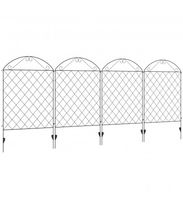 Metal Black 88cm x 110cm Garden Fencing Panels Elegant Vine Patterns 3.5m Length