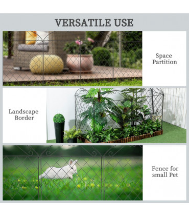 Metal Black 88cm x 110cm Garden Fencing Panels Elegant Vine Patterns 3.5m Length