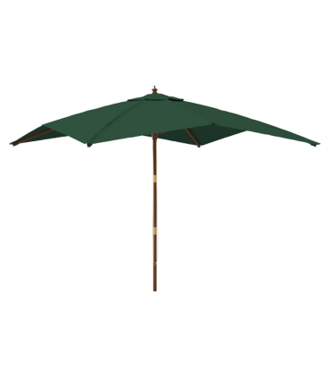 Garden Parasol with Wooden Pole Green 300x300x273 cm