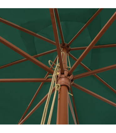 Garden Parasol with Wooden Pole Green 300x300x273 cm