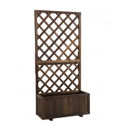 Wood Flower Box Carbonised finish 72.5 x 31.5 x 149.5 cm Solid fir wood frame