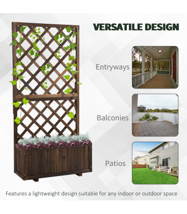 Wood Flower Box Carbonised finish 72.5 x 31.5 x 149.5 cm Solid fir wood frame