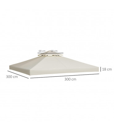 Gazebo Replacement Canopy 3x3 m Cream White Roof Top Cover 2-Tier Tent